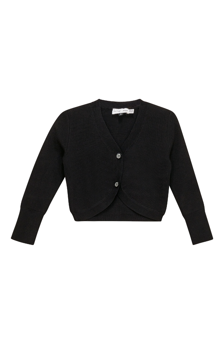 Charlotte & George Tight Knit V-Neck Cardigan with Buttons, Main, color, Black