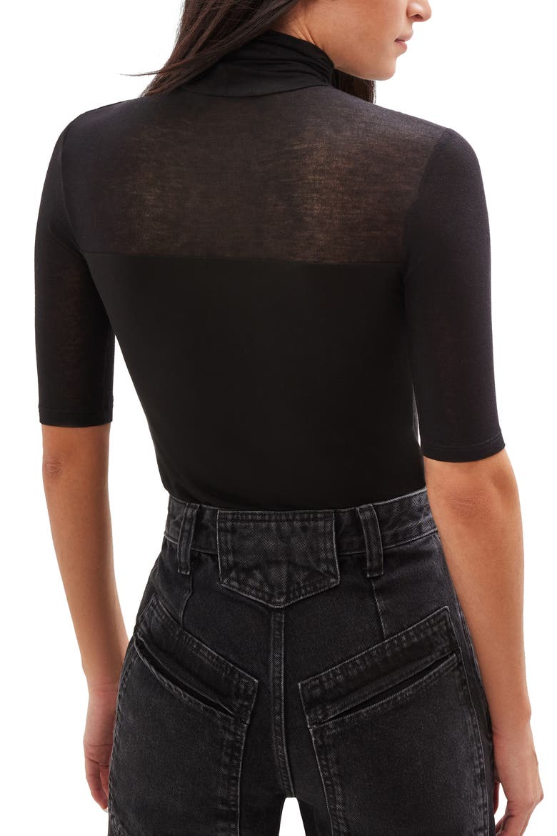 Niko Jersey Turtleneck Top, Alternate, color, BLACK