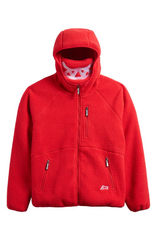 Icecream Grin Front Cotton Fleece Zip Hoodie In Racing Red
