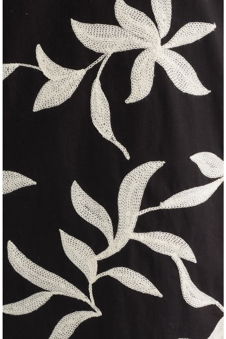 Floral Embroidered A-Line Minidress, Alternate, color, RICH BLACK 060