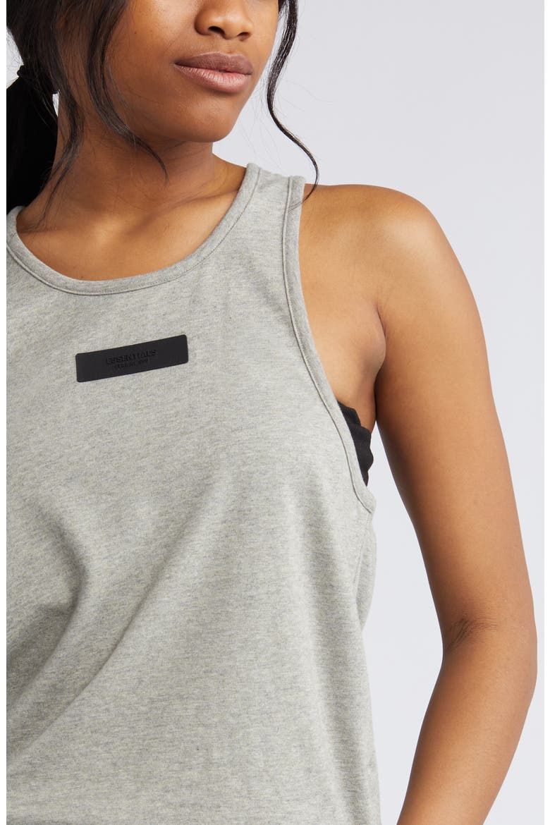 Logo Cotton Blend Tank, Alternate, color, DARK HEATHER OATMEAL