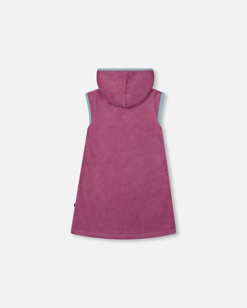 Deux Par Deux Girl's Hooded Terry Beach Dress Candy Pink In Candy Pink