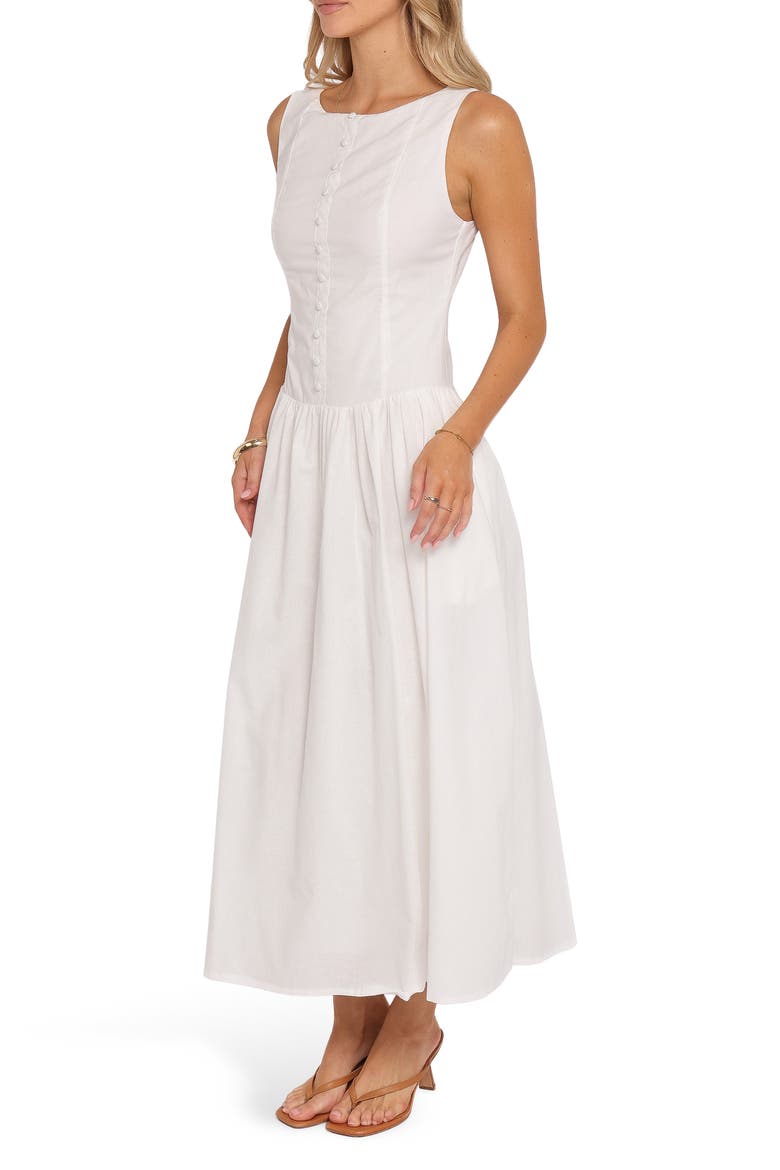 Evie Cotton & Linen Buttoned Maxi Dress, Alternate, color, WHITE