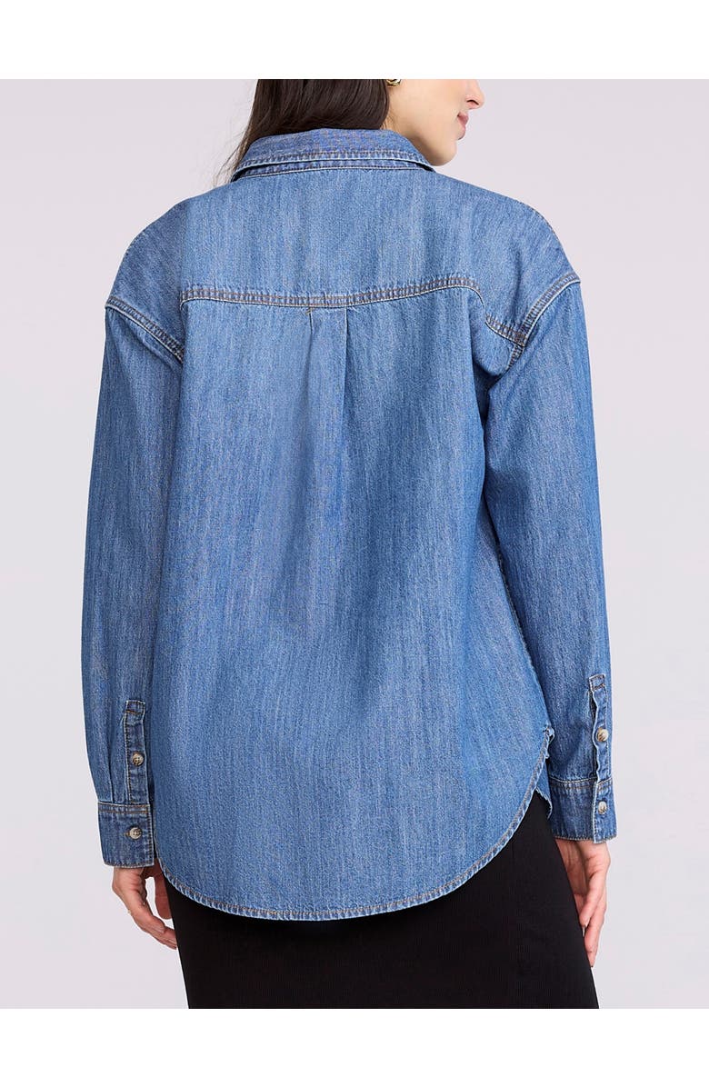 MOTHERHOOD MATERNITY Long Sleeve Button-Up Denim Shirt, Alternate, color, Medium Wash