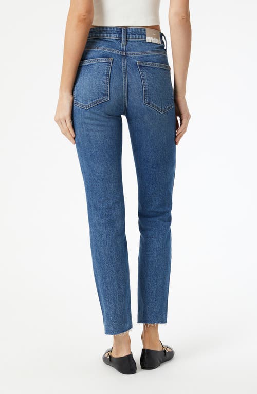 Mavi Jeans Viola High Waist Raw Hem Ankle Straight Leg Jeans In Dark Brushed Recycled Blue
