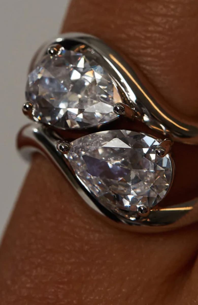 The M Jewelers Set of 2 Pear-Cut Cubic Zirconia Rings, Alternate, color, Gold
