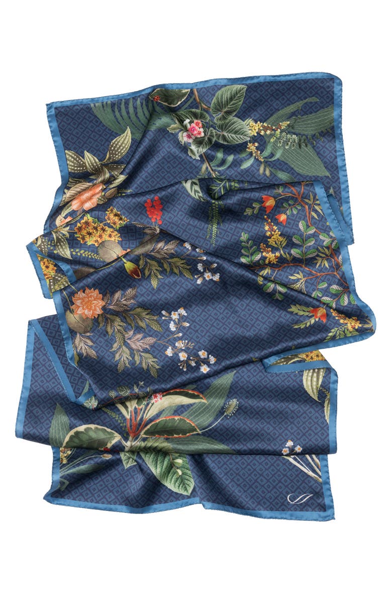Sara - Long Satin Silk Scarf for Women, Alternate, color, Blue