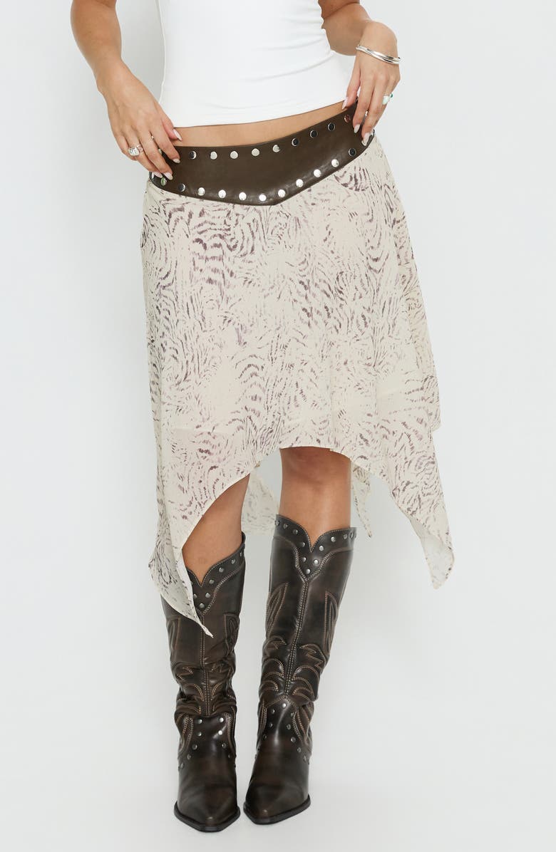 Princess Polly Dark Mirage Stud Asymmetric Skirt, Main, color,