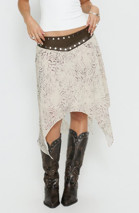 Dark Mirage Stud Asymmetric Skirt