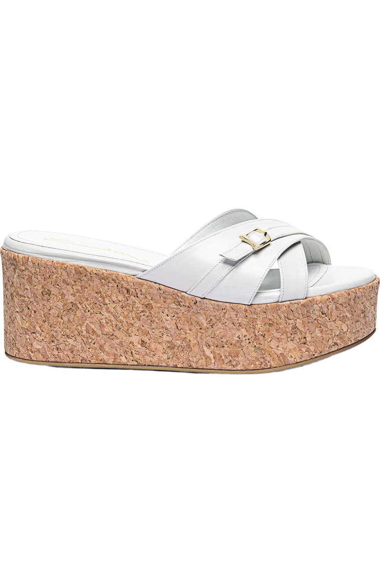 Santoni Women's white leather wedge, Main, color, White
