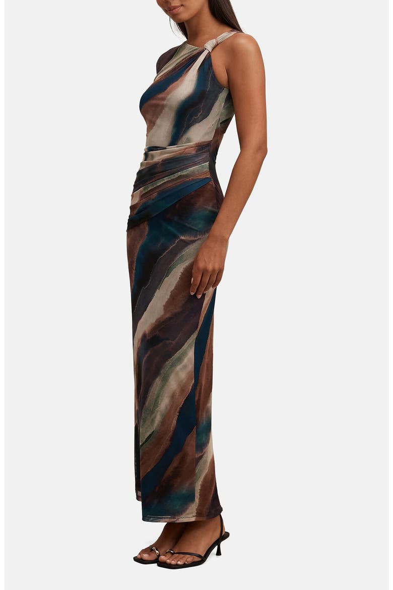 Karina Knotted One Shoulder Mesh Maxi Dress, Alternate, color, MAREN ABSTRACT