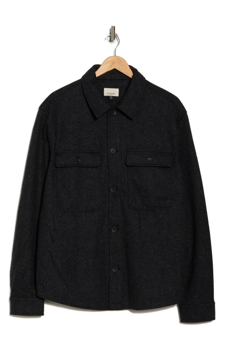 Civil Society Relaxed Fit Knit Shirt Jacket, Alternate, color, Heather Black