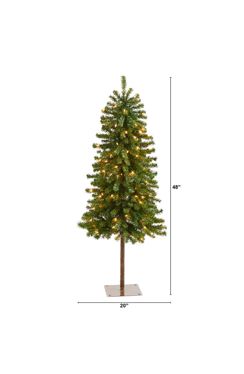 NEARLY NATURAL 4-ft Alpine Artificial Christmas Tree with 100 Lights and 260 Bendable Branches, Alternate, color, Green