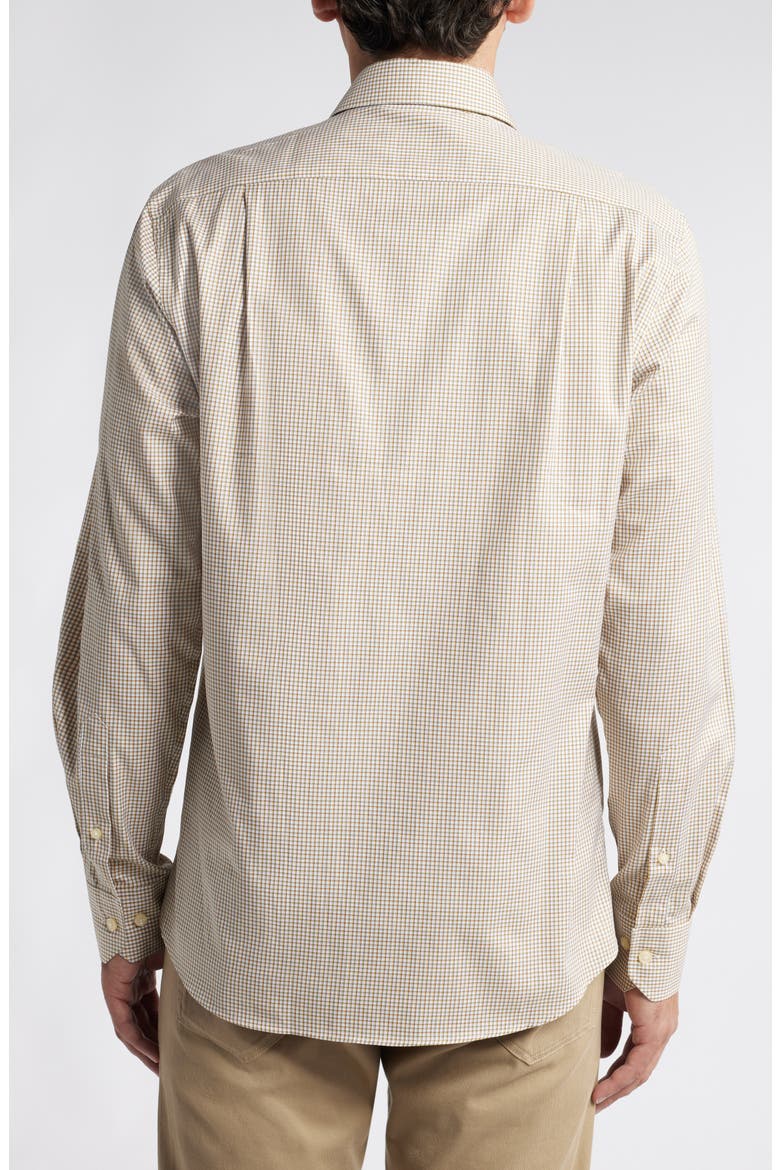 Check Cotton Button-Up Shirt, Alternate, color, KHAKI