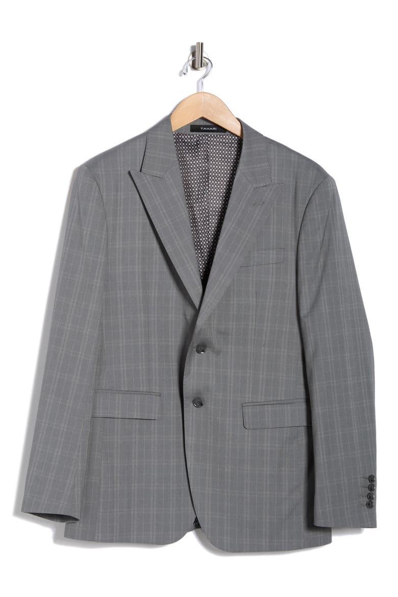 Slim Fit Tonal Windowpane Plaid Blazer, Alternate, color, GREY