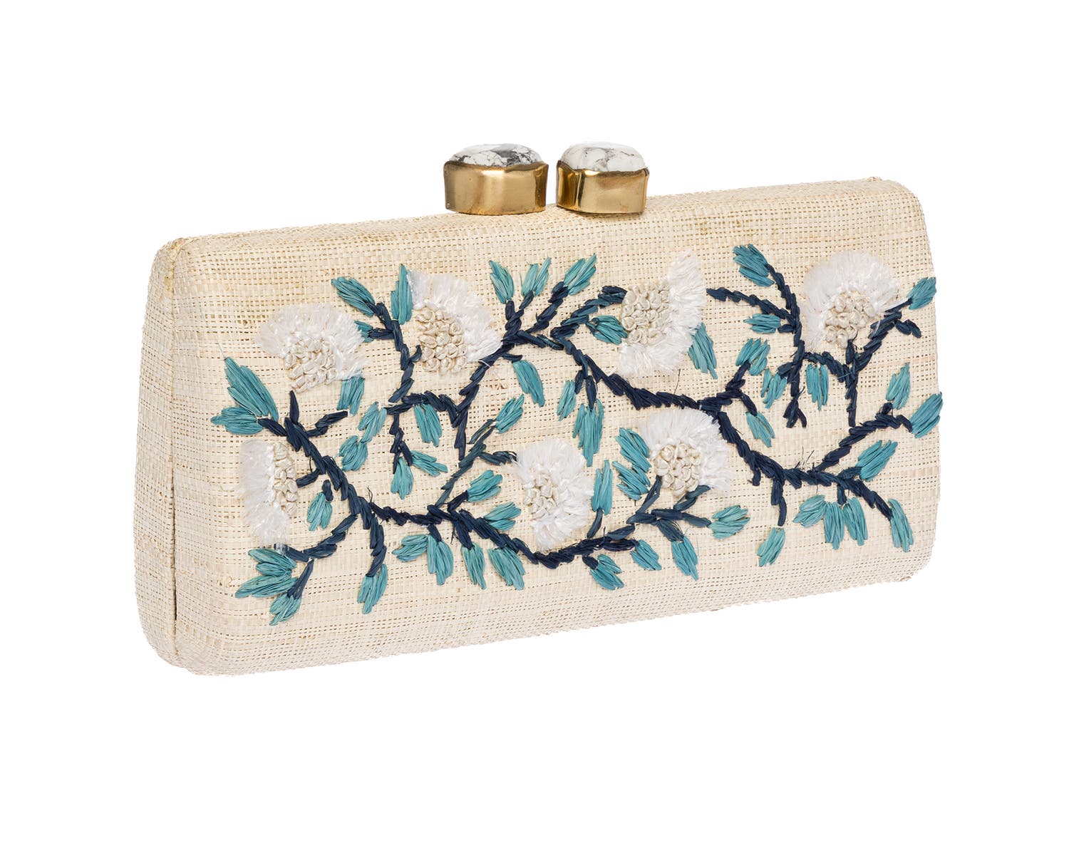 Alessandra Embroidered Long Clutch, Alternate, color, BLUE/ WHITE