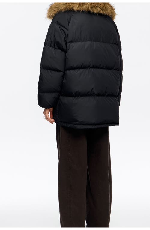 Bimba Y Lola Down Jacket With Fur Collar Adjustable Hem In Black