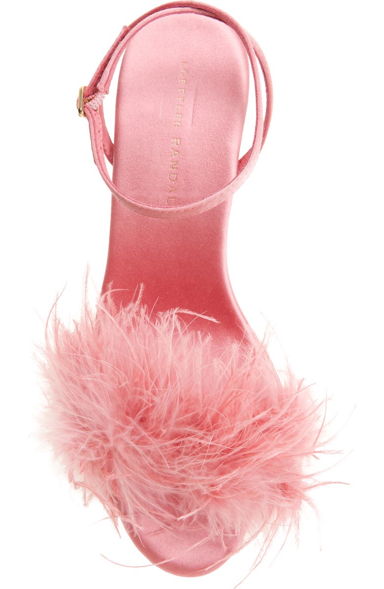 Loeffler Randall Senna Ostrich Feather Ankle Strap Sandal, Alternate, color, Rose