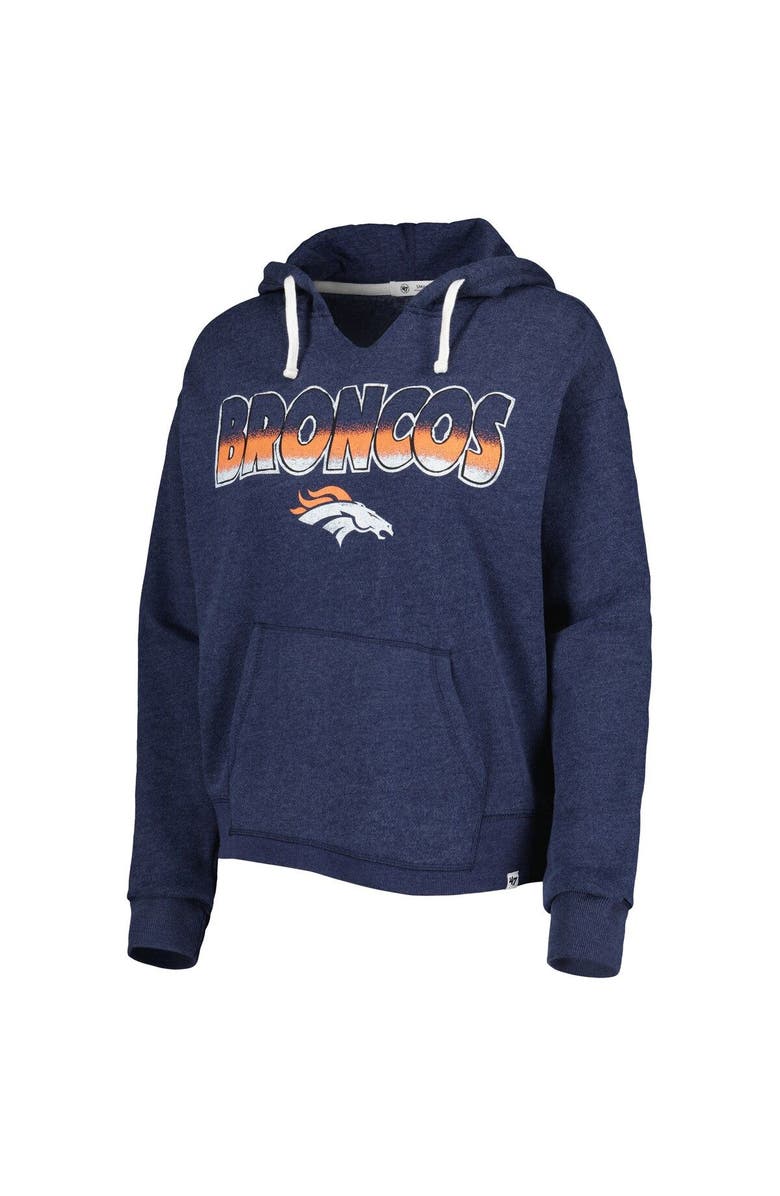 '47 Women's '47 Navy Denver Broncos Color Rise Kennedy Notch Neck Pullover Hoodie, Alternate, color, Navy