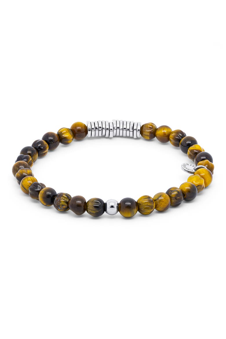 Men's Classic Discs Beaded Bracelet, Main, color, BROWN