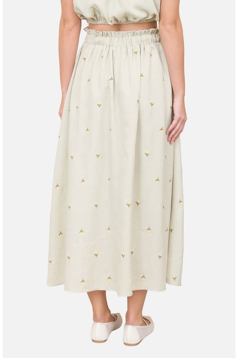 Floral Embroidered Midi Skirt, Alternate, color, LIGHT OLIVE