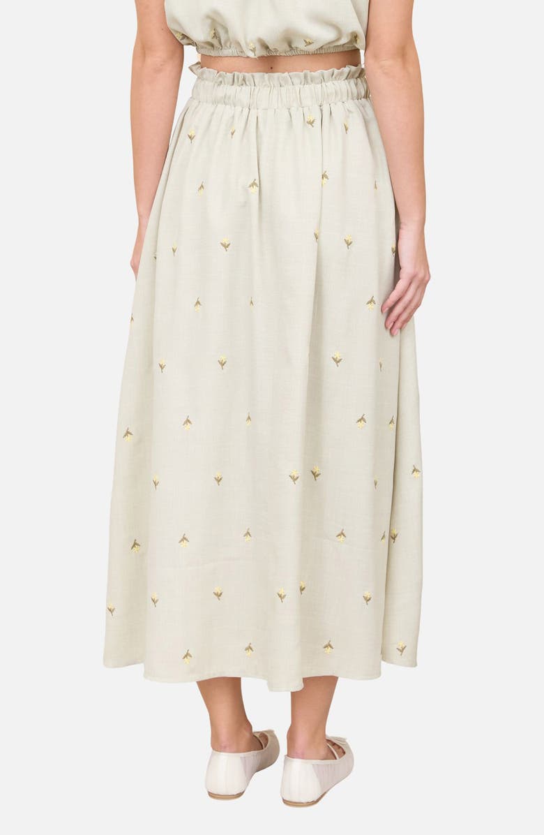 Blu Pepper Floral Embroidered Midi Skirt, Alternate, color, Light Olive