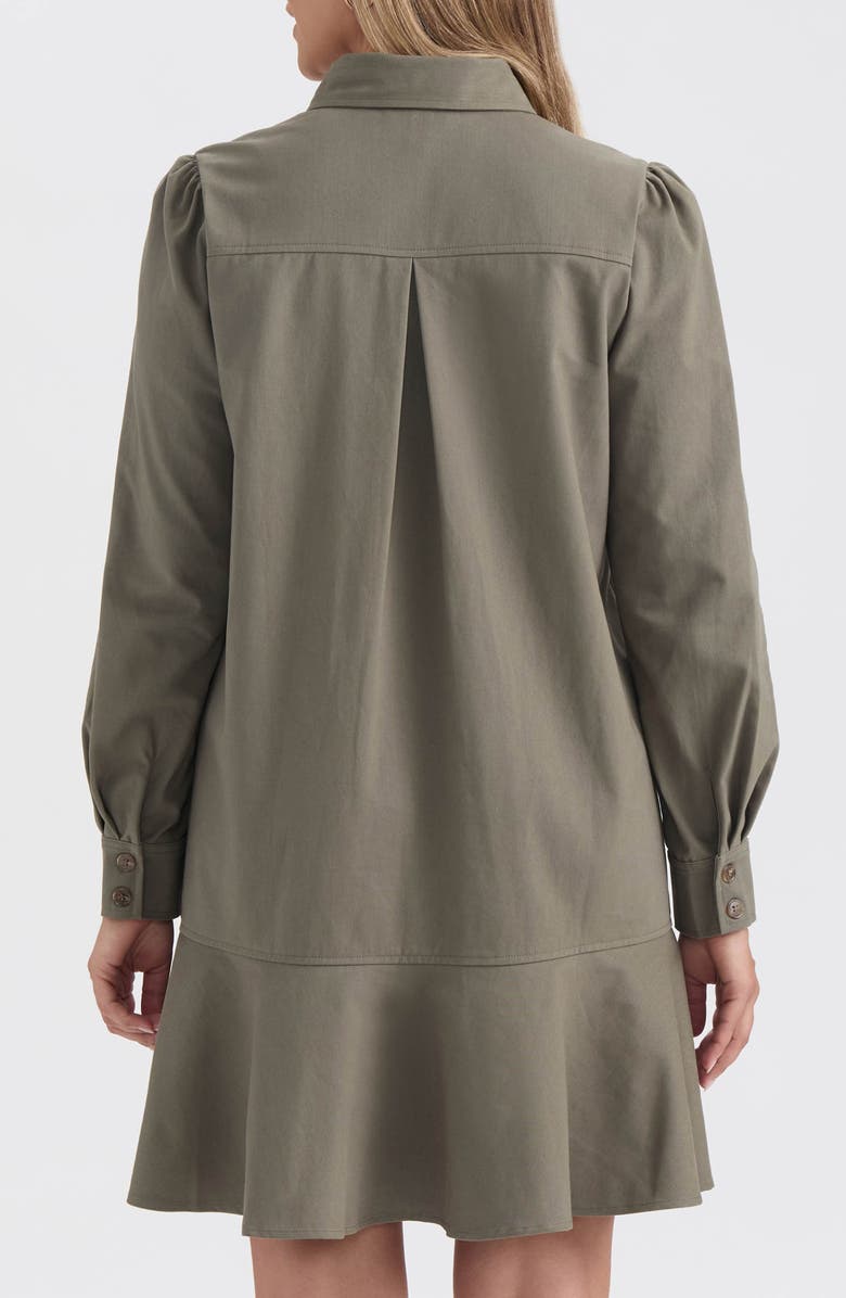 Ellen Tracy Flared Hem Long Sleeve Shirtdress, Alternate, color, Light Olive