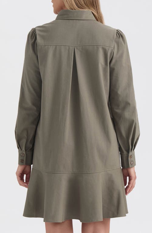 Ellen Tracy Flared Hem Long Sleeve Shirtdress In Green