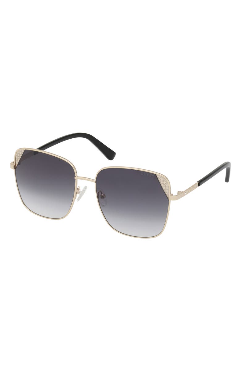 GUESS 59mm Butterfly Sunglasses, Alternate, color, Gold / Gradient Smoke