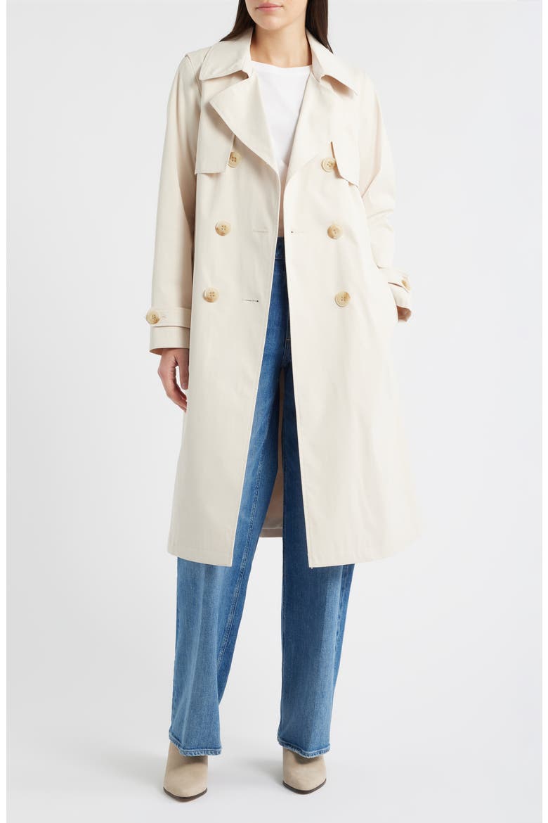 Double Breasted Trench Coat, Alternate, color, LINEN