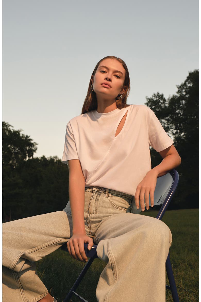 Leonie Cutout Organic Cotton T-Shirt, Alternate, color, WHITE