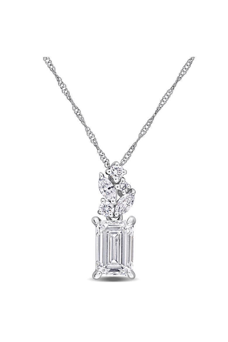 Lab-Grown Diamond Cluster Pendant Necklace 14k, Main, color, White Gold