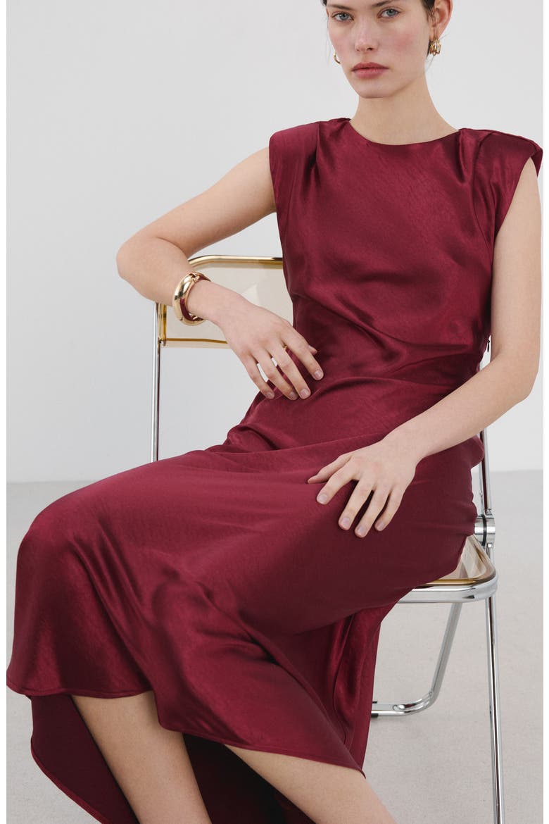 Sleeveless Satin Maxi Dress, Alternate, color, CHERRY