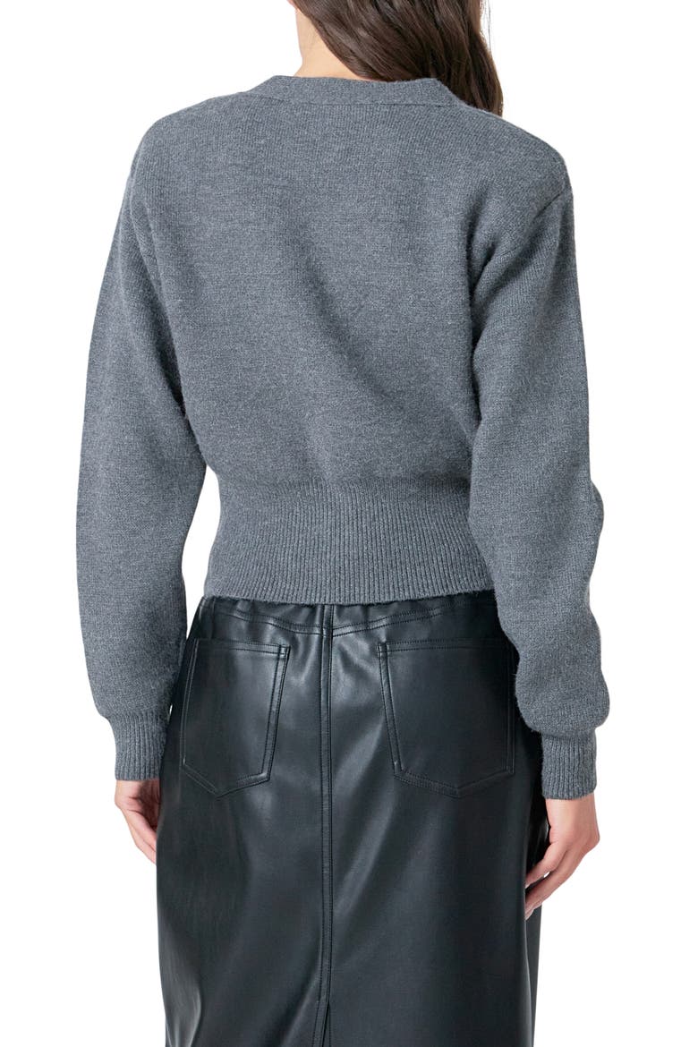 Drop Shoulder Crop Cardigan, Alternate, color, CHARCOAL