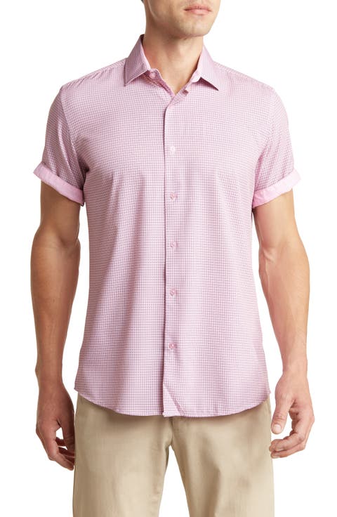 Slim Fit Short Sleeve Performance Stretch Button-Up Shirt