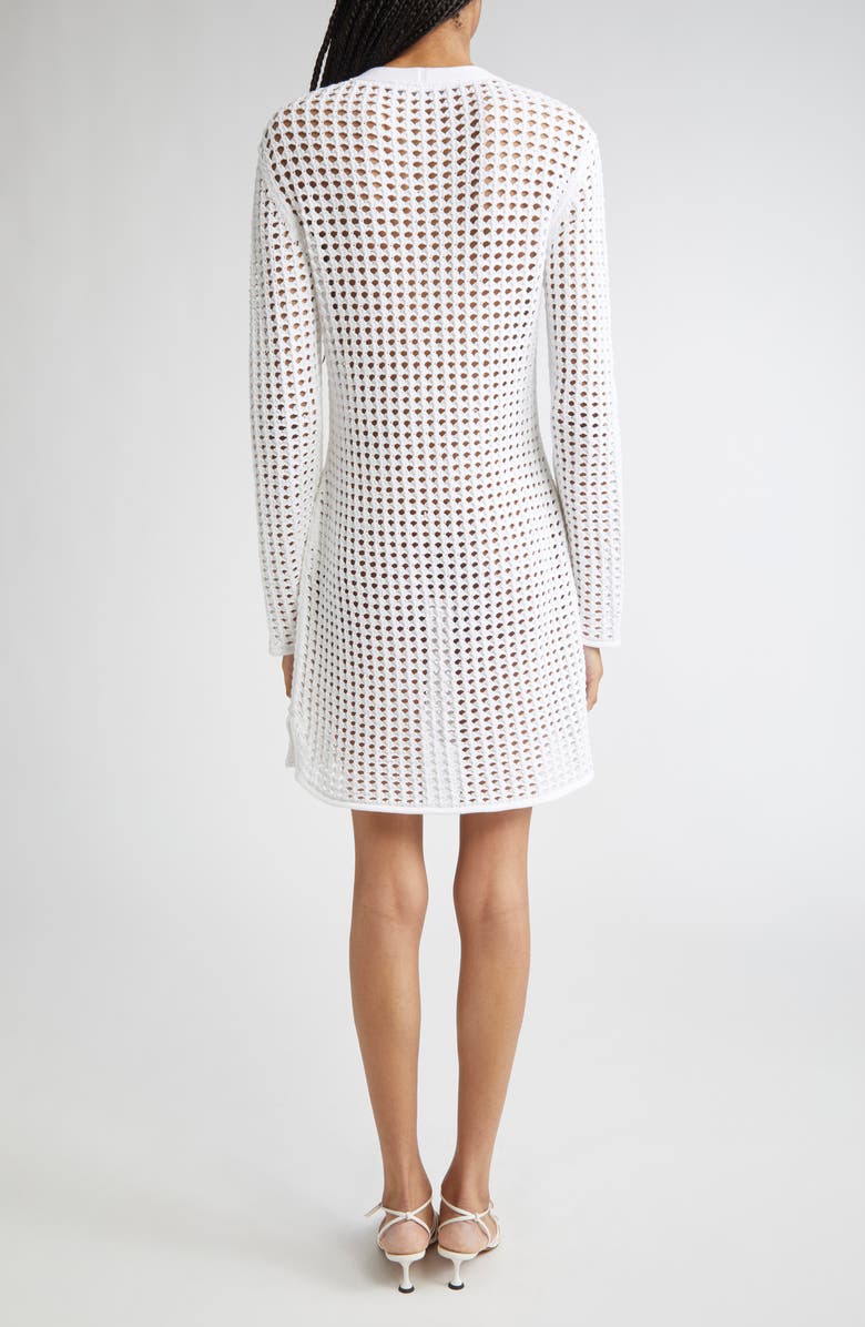 Proenza Schouler Micah Long Sleeve Open Knit Sweater Dress, Alternate, color, Off White