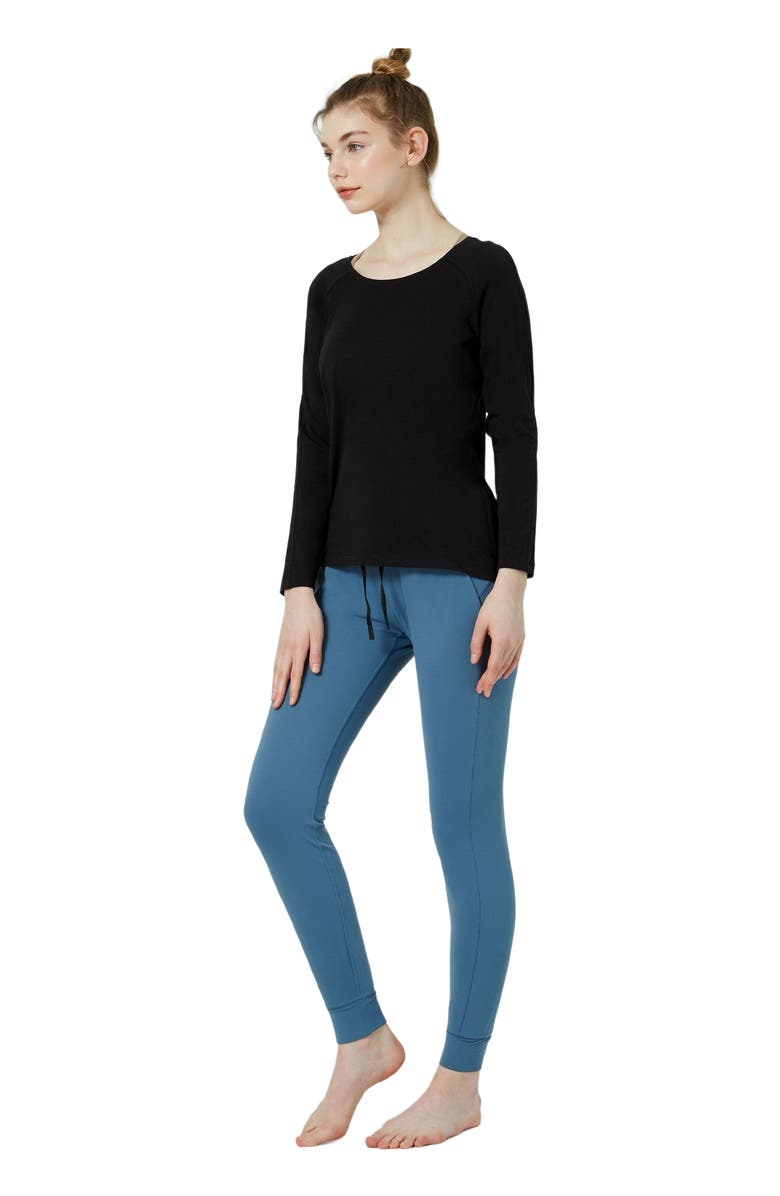Rebody Active Rebody Essentials Scooped Long Sleeve Top, Main, color, Black