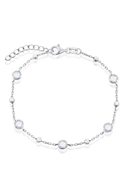 Bezel Set Cubic Zirconia Station Bracelet