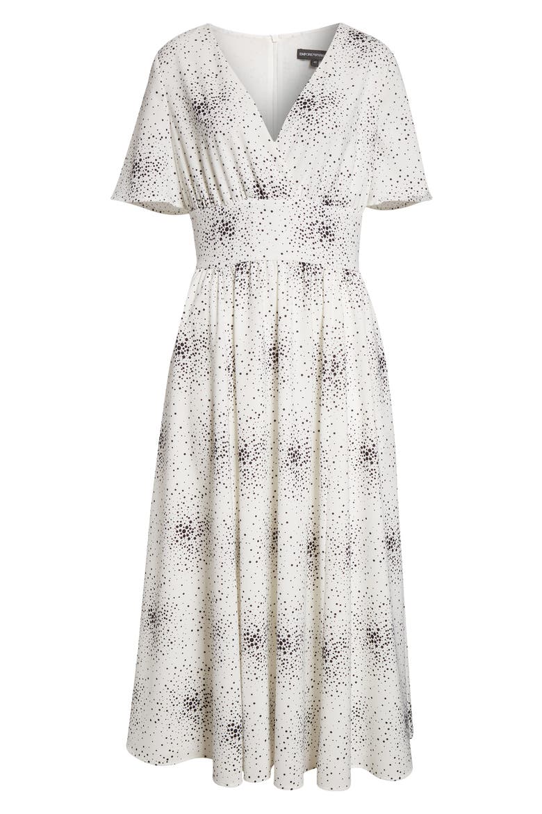 Dotted V-Neck Midi Dress, Alternate, color, POLKA DOT