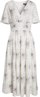 Emporio Armani Dotted V-Neck Midi Dress