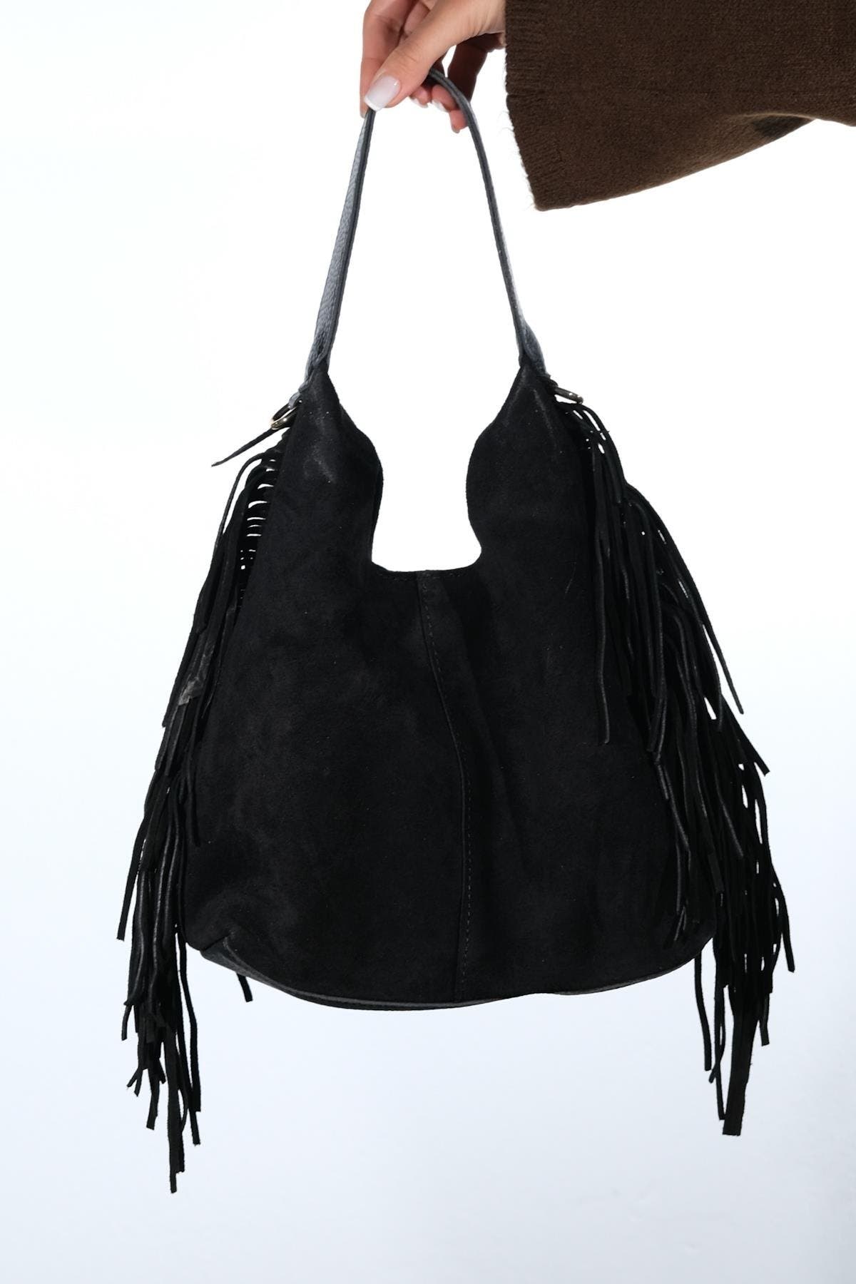 Forever & Always Shoes VALS Leather Shoulder Bag, Main, color, Black Suede