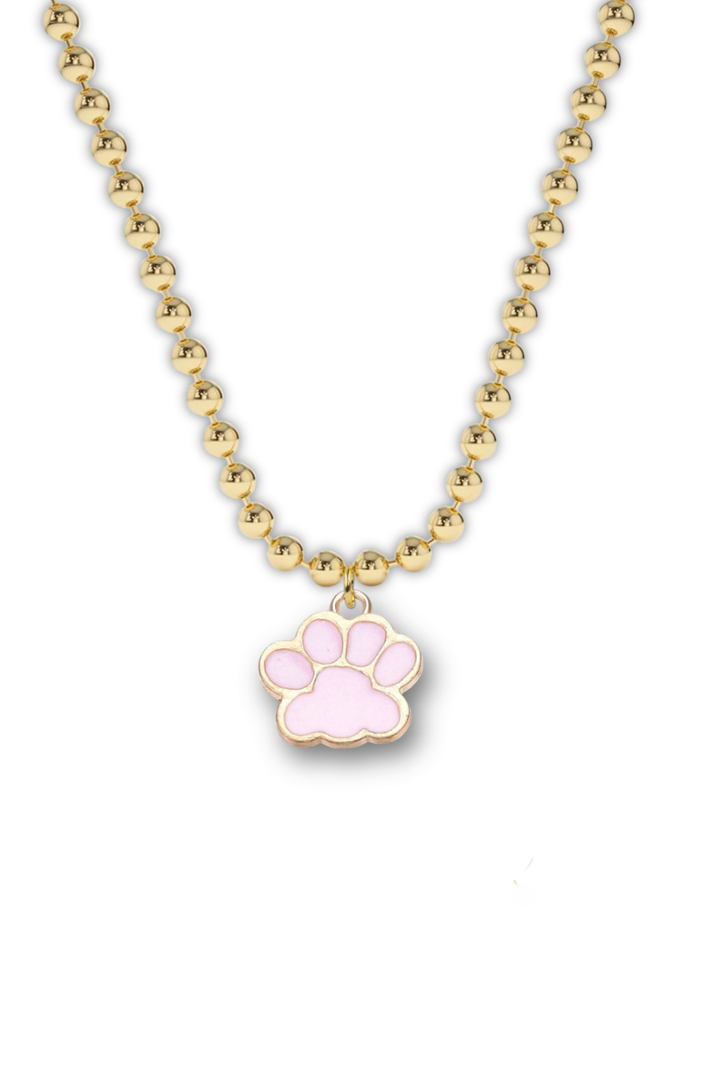 Paw Charm Necklace in Gift Bottle, Alternate, color, Pink