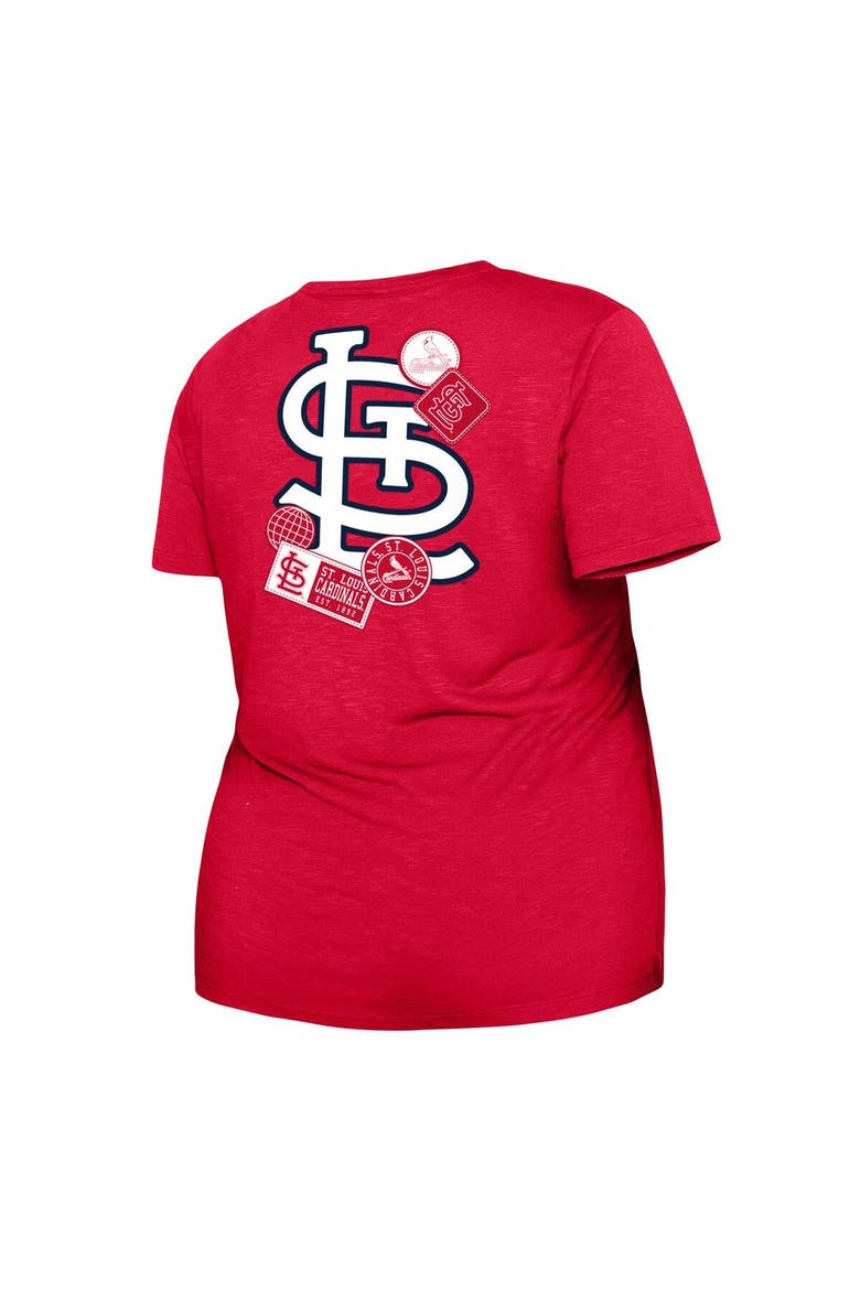 Women's New Era Red St. Louis Cardinals Plus Size Two-Hit Front Knot T-Shirt, Alternate, color, Red