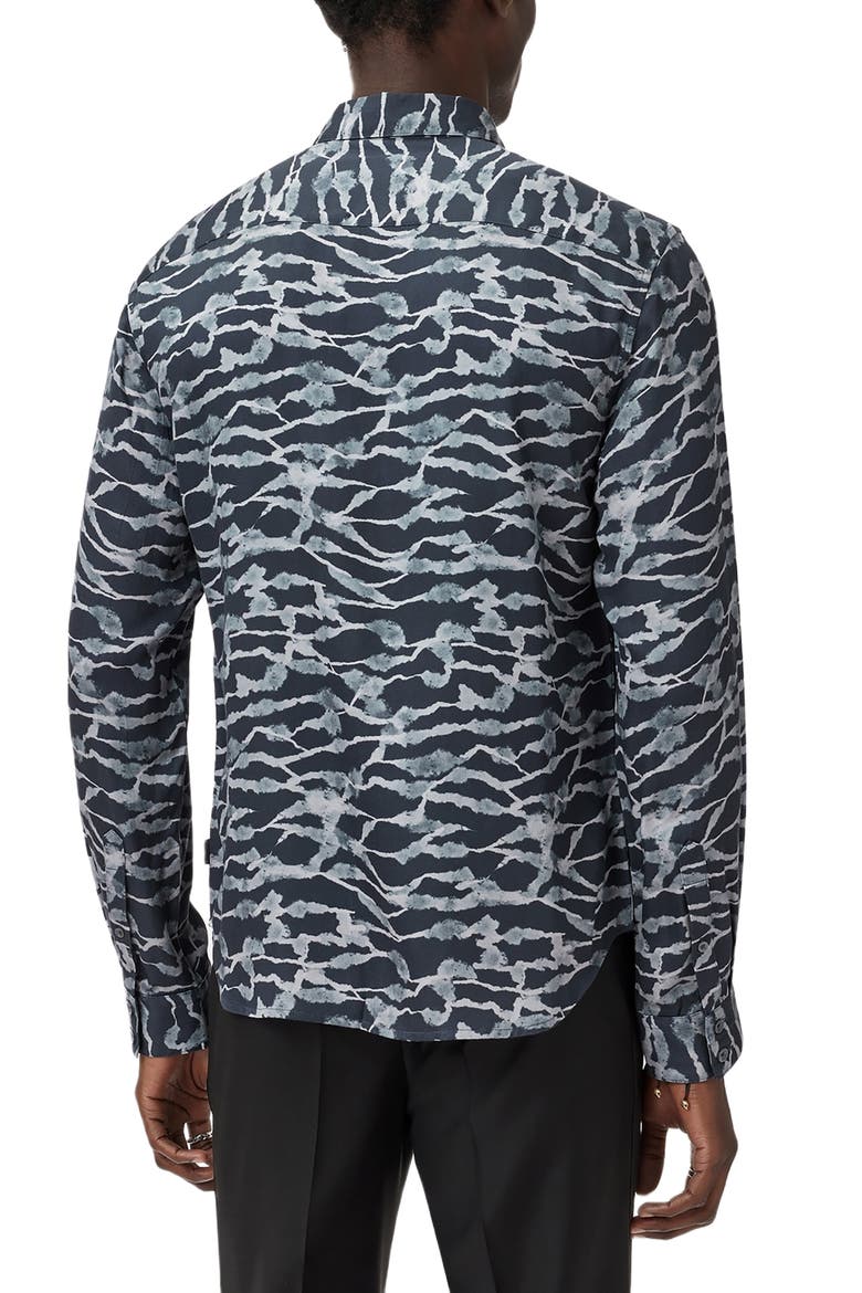 Rodney Abstract Print Modal Button-Up Shirt, Alternate, color, BLACK