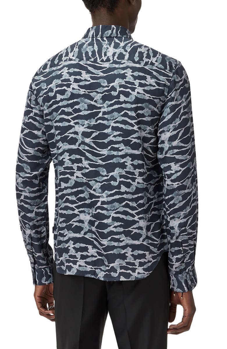 John Varvatos Rodney Abstract Print Modal Button-Up Shirt, Alternate, color, Black