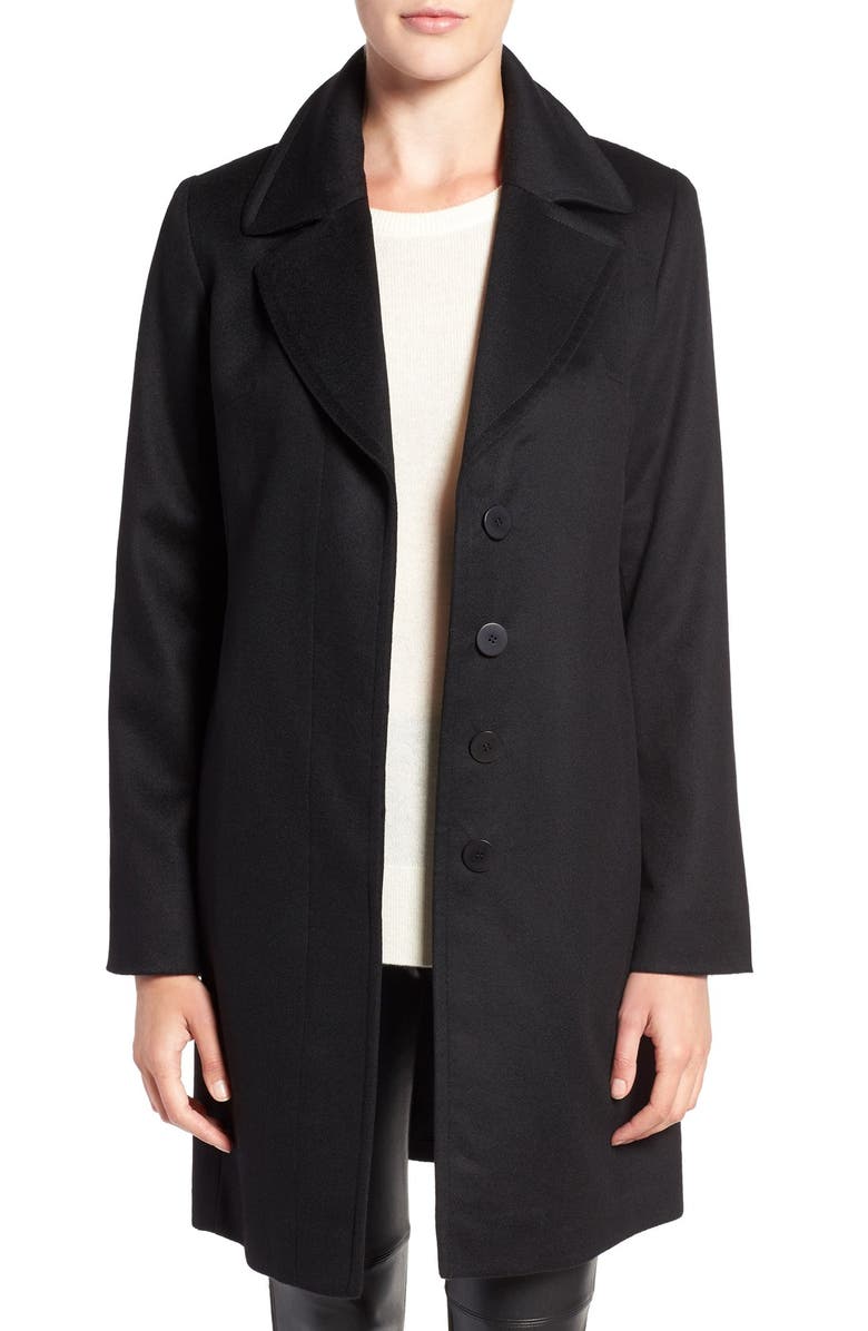 Fleurette Notch Collar Lightweight Cashmere Coat, Main, color,