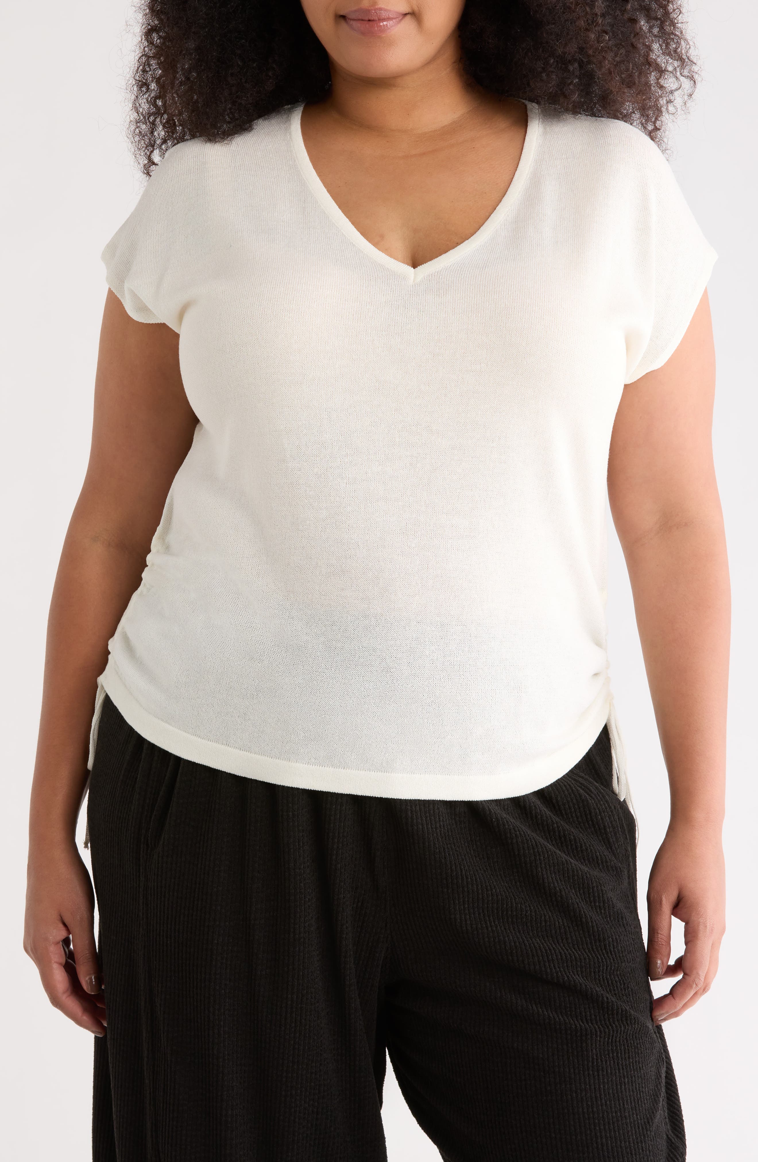 Ruched Cap Sleeve Sweater - image 3