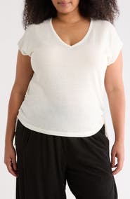 MAX STUDIO Ruched Cap Sleeve Sweater