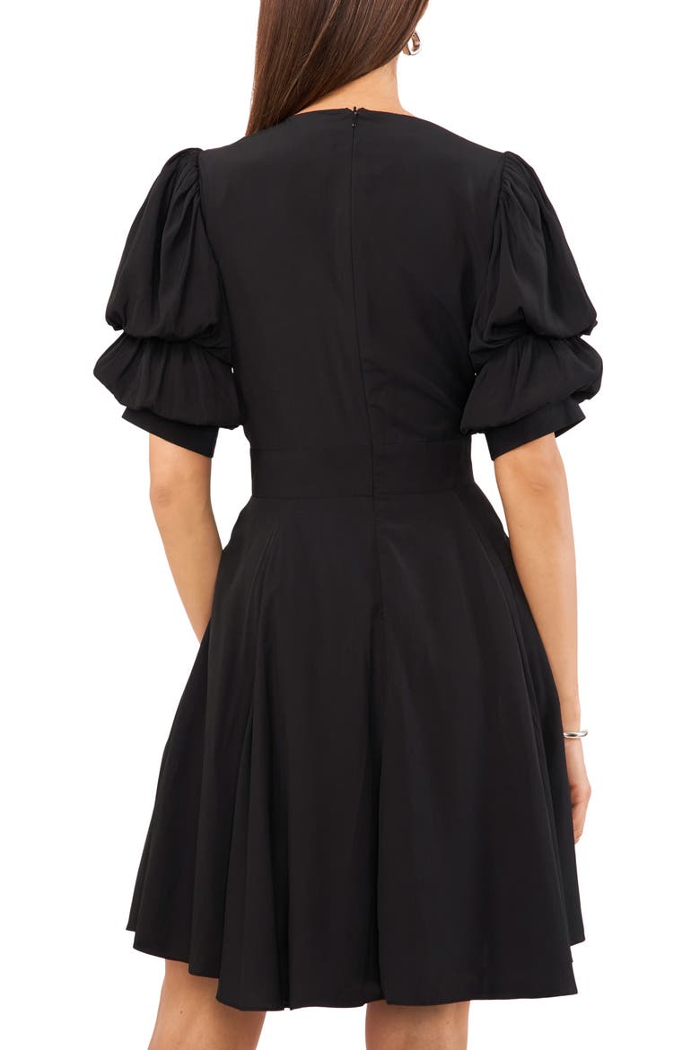 Tiered Bubble Sleeve Dress, Alternate, color, RICH BLACK