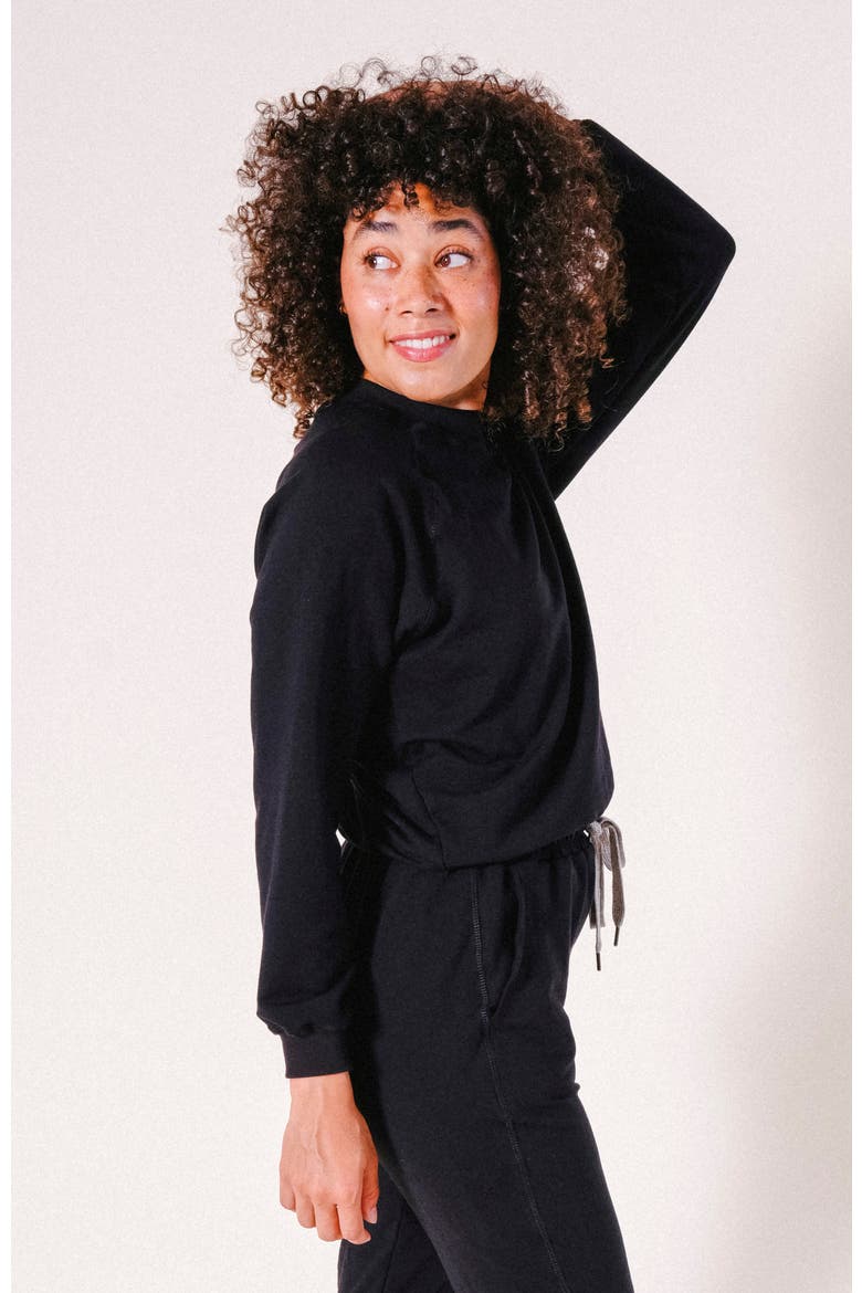 Agnes Raglan Organic Cotton + Tencel Sweatshirt, Alternate, color, Black
